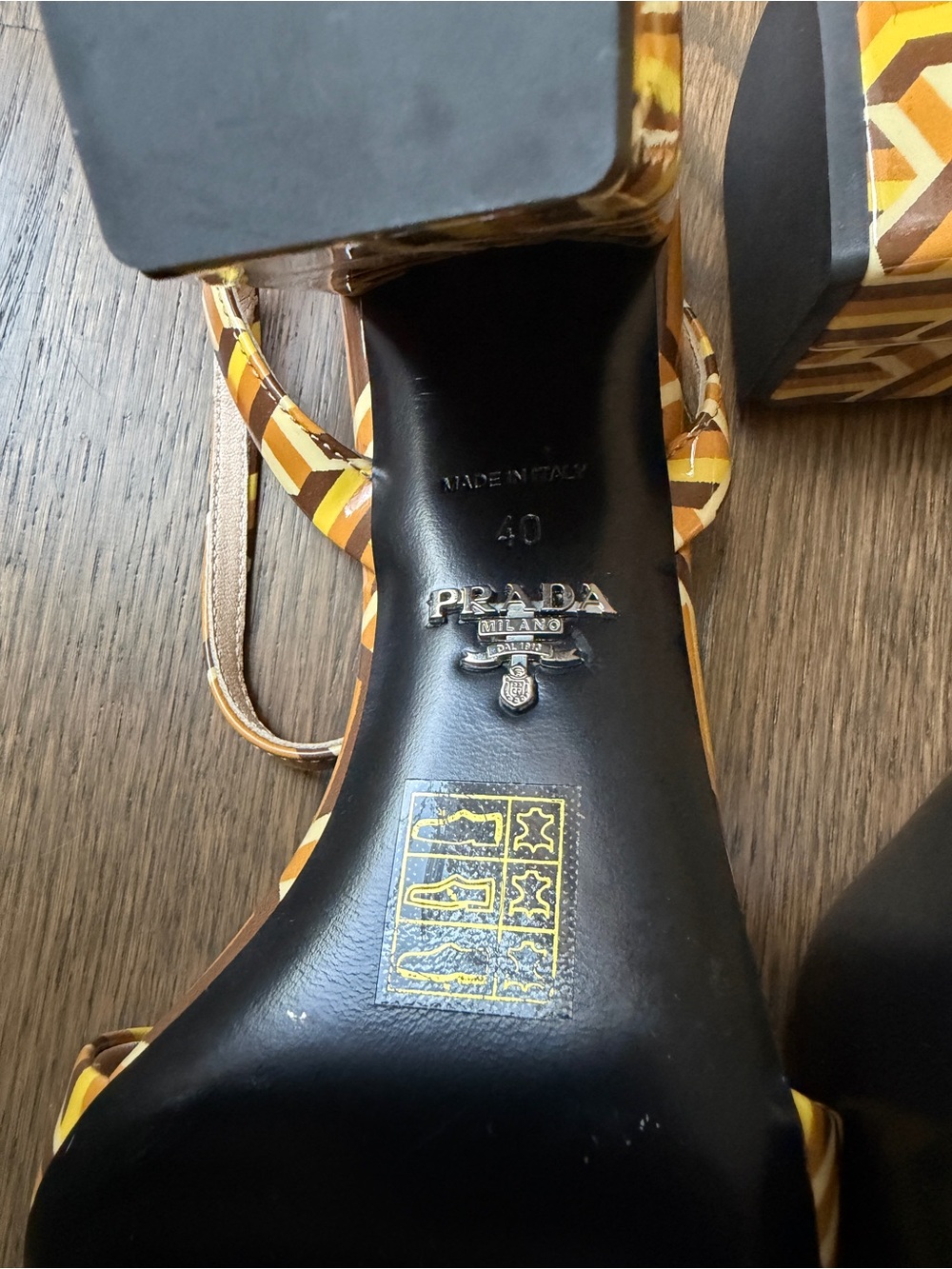Prada Optical Print Patent Leather Sandals - Picture 4 of 9